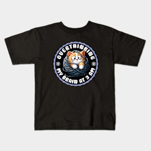 Cat Tangled in Yarn - Overthinking Kids T-Shirt